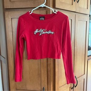 Vintage Harley Davidson Cropped Longsleeve Top